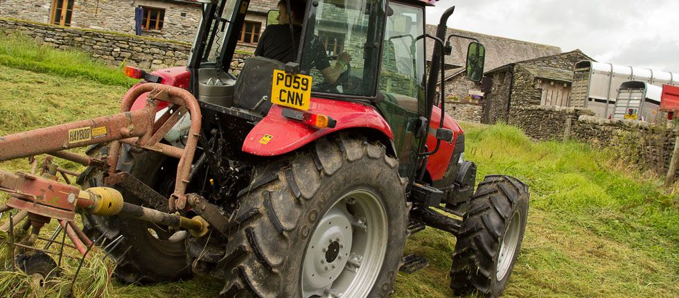 Andy scaling the hay